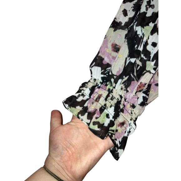 Torrid Romantic Floral Boho Sheer Blouse Ruffle Sleeves Size 1X - Picture 2 of 6